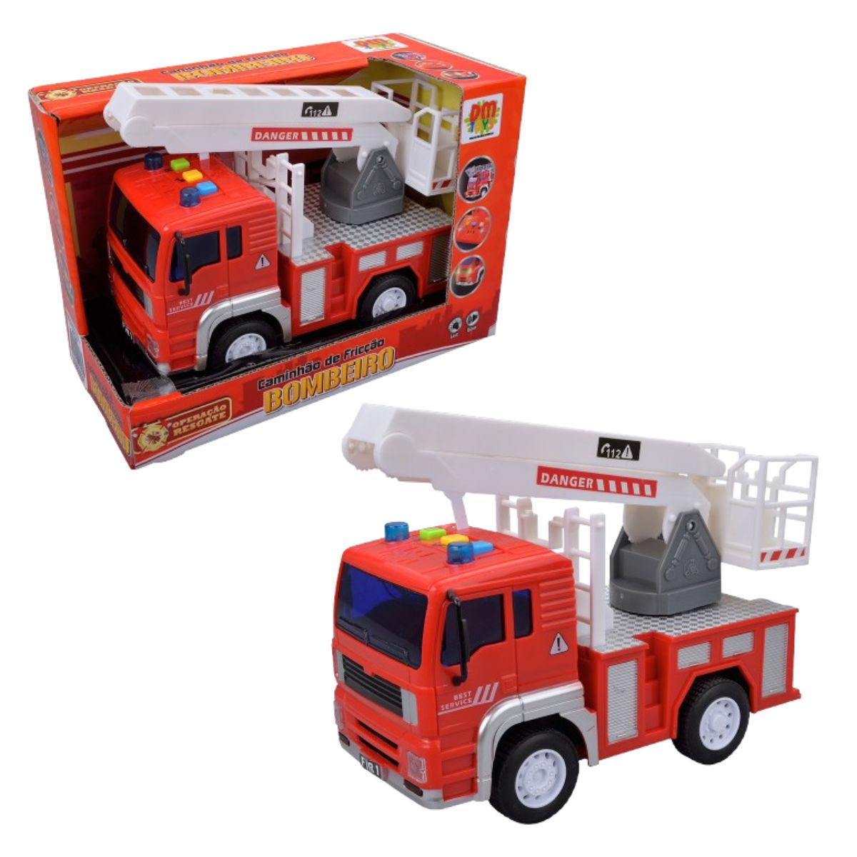 Caminhão De Fricção Bombeiro Sortido Com Som E Luz - Dm Toys Caminhão De Fricção Bombeiro Sortido Com Som E Luz - Dm Toys